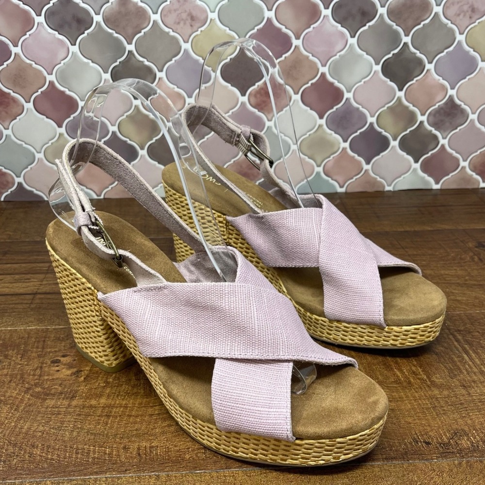 Toms - Ibiza Platform Heel Burnished Lilac‎ Heritage Canvas - Size 9 - Picture 6 of 17